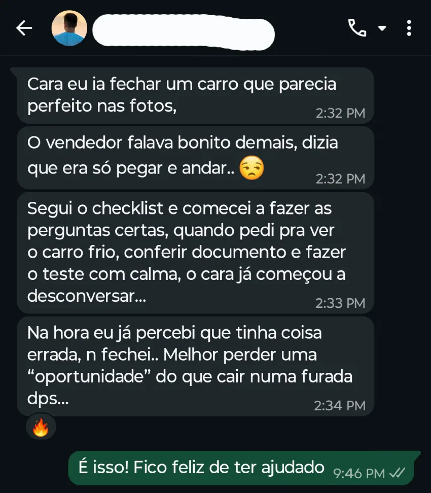 Depoimento de cliente 0