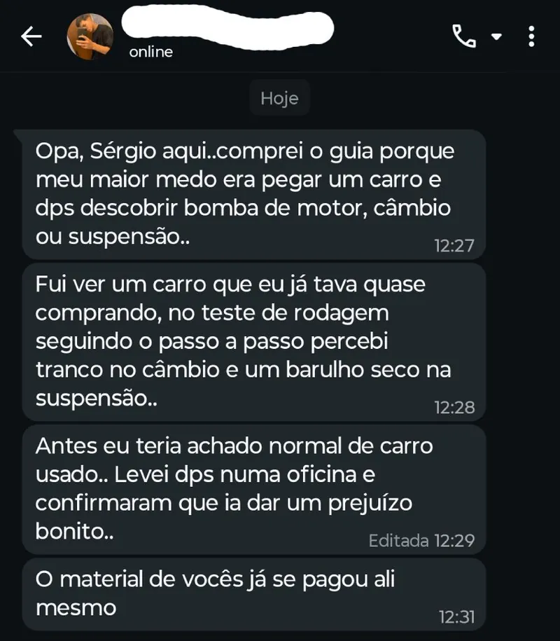 Depoimento de cliente 1
